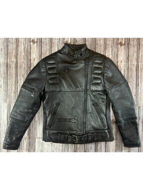 Schott Leather Cafe Racer Motorcycle Jacket Size S color Black Vintage 1980s